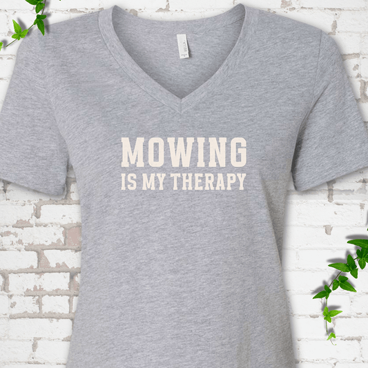 Mowing Is My Therapy V-Neck T-Shirt