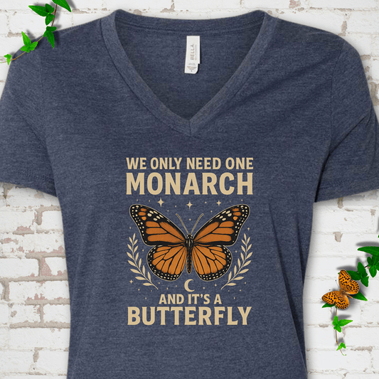 One Monarch Butterfly V-Neck T-Shirt