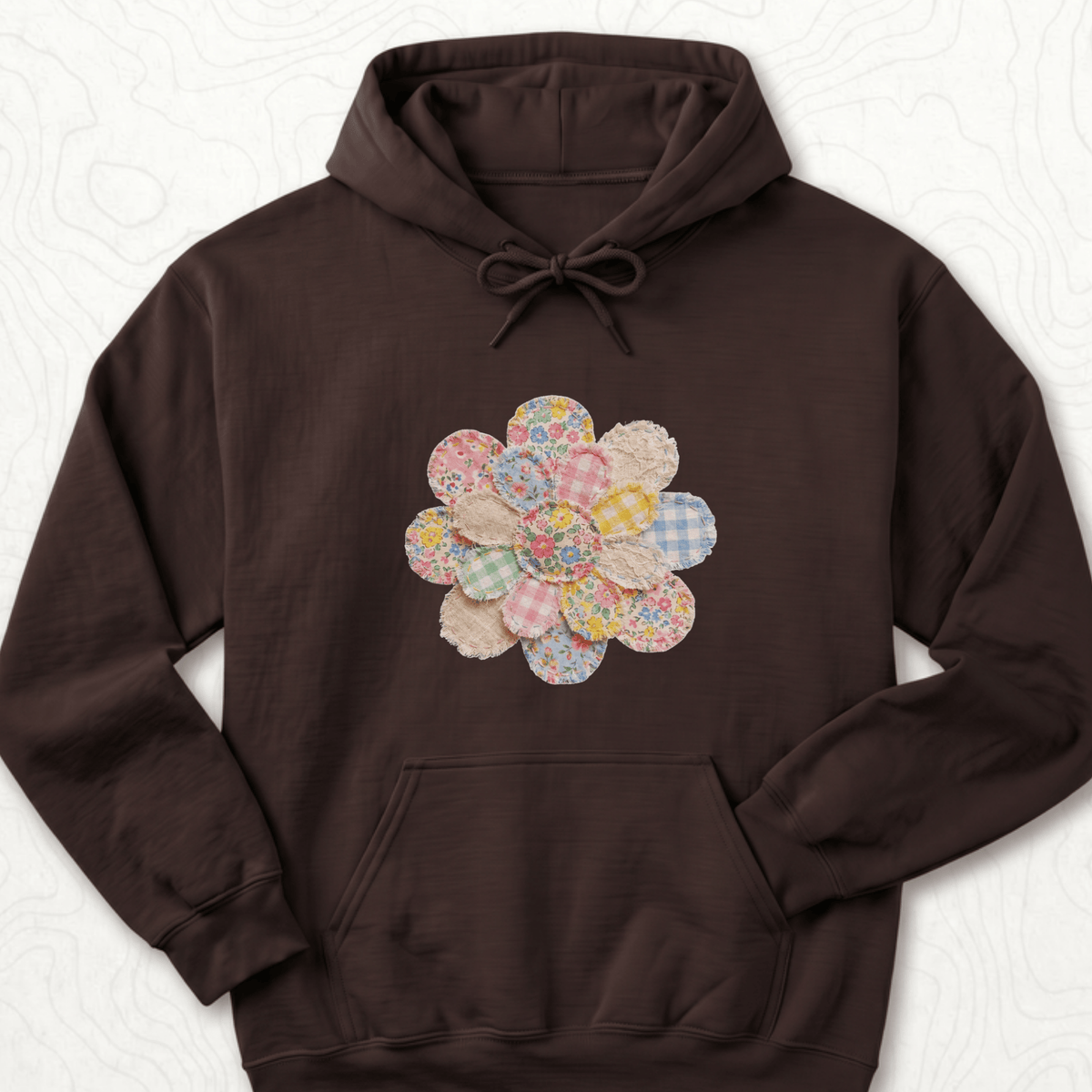 Faux Patchwork Flower Hoodie