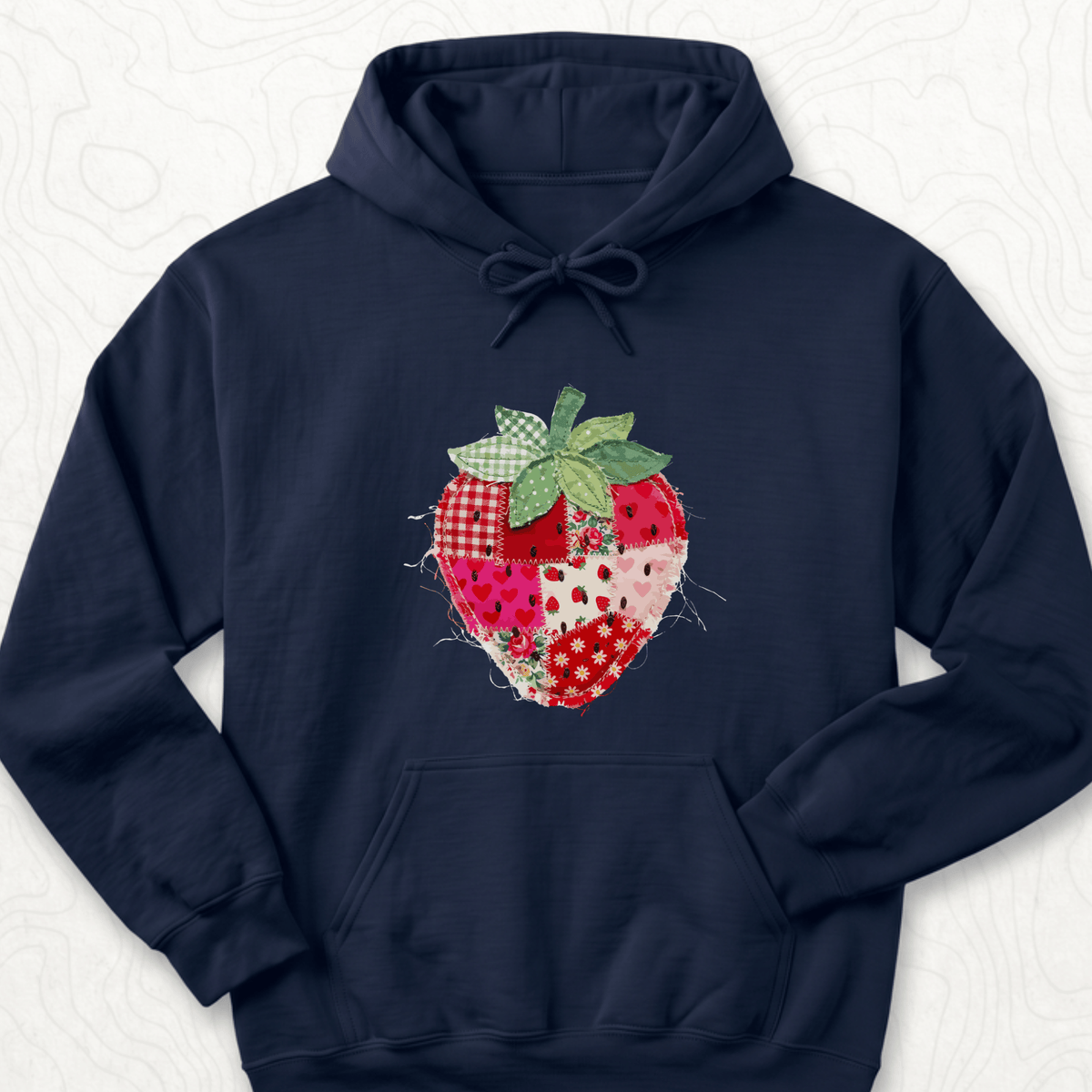 Faux Patchwork Strawberry Hoodie