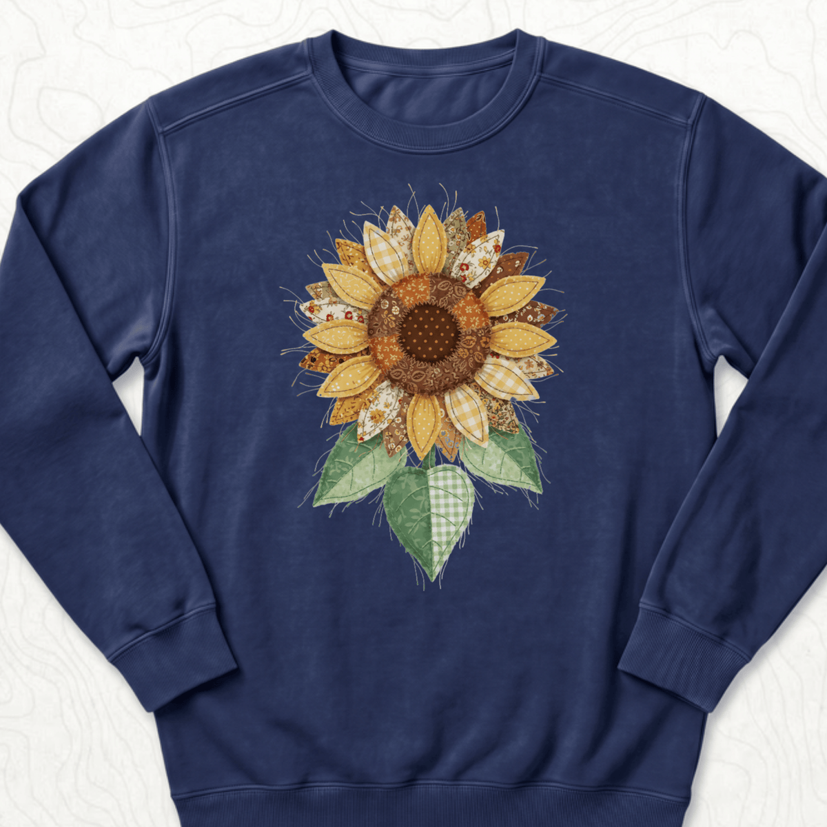 Faux Patchwork Sunflower Sweatshirt