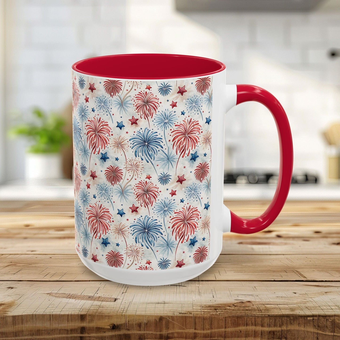 Patriotic Red & Blue Fireworks Mug (11/15oz)