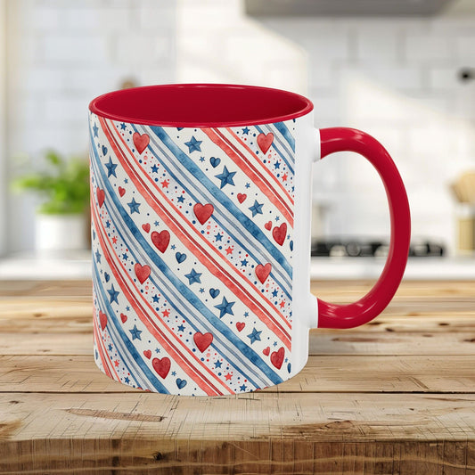 Patriotic Red Heart & Stars Mug (11/15oz)