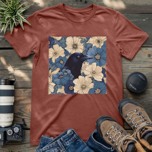 Raven In Flower Field T-shirt
