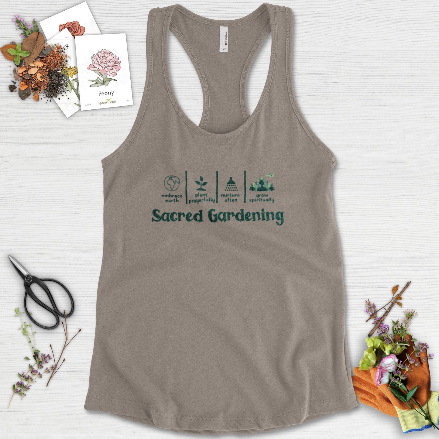 Sacred Gardening Plant Water Grow Racerback