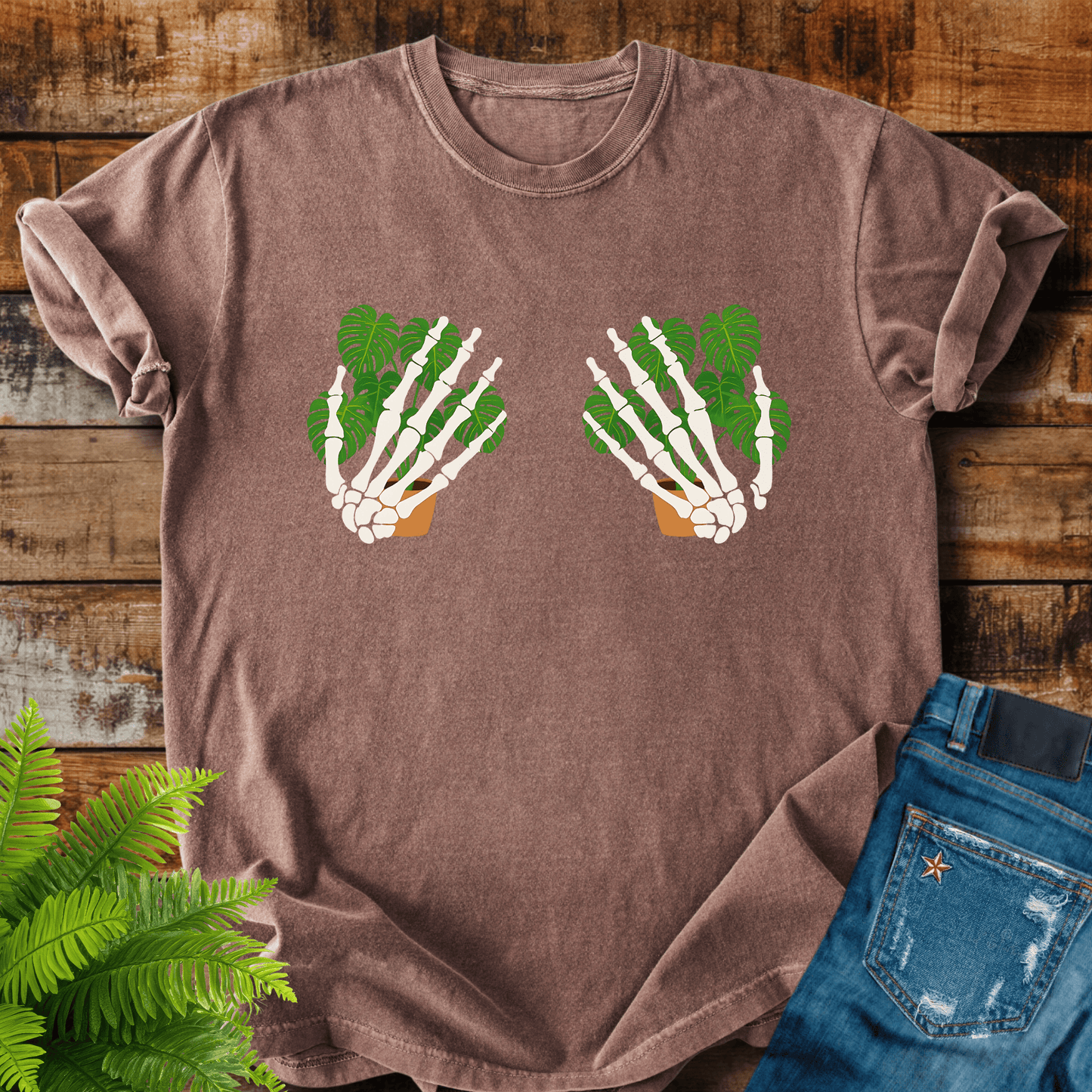 Skeleton Plant Hands T-shirt