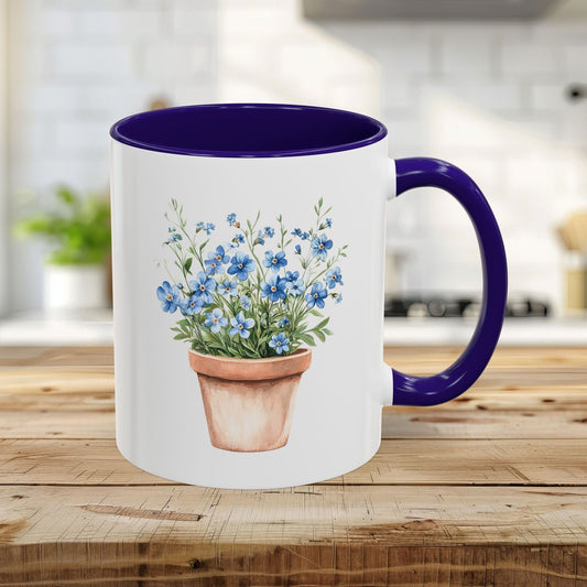 Terracotta Pot with Blue Forget-Me-Nots Mug (11/15oz)