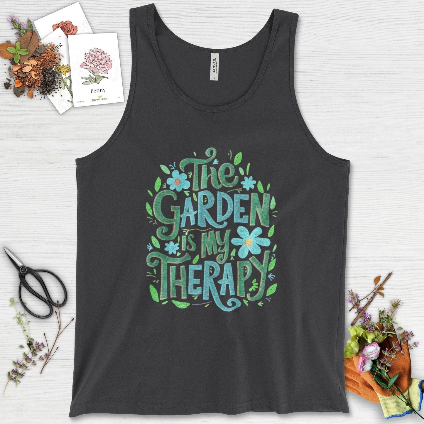 The Garden Is My Therapy Graphic Tank Top