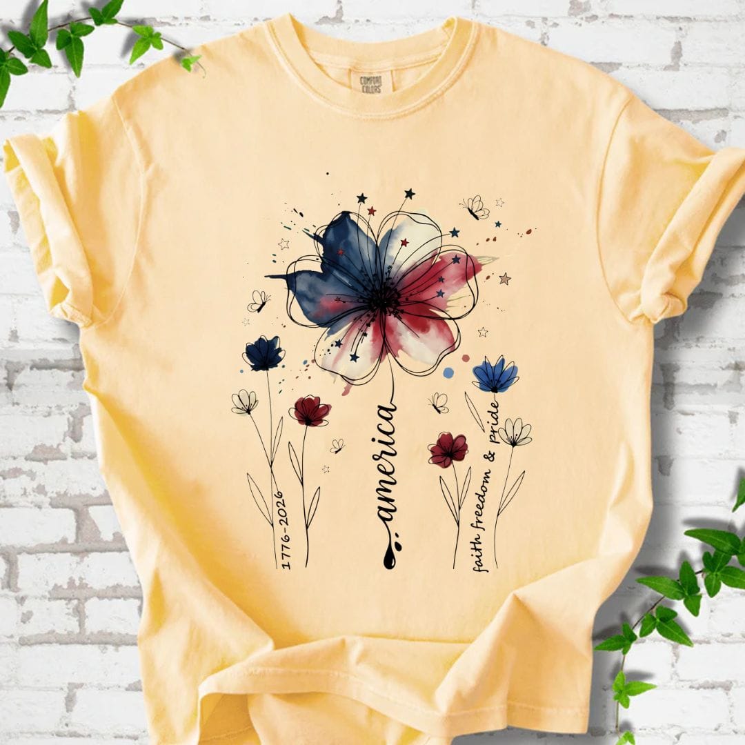 USA 250th Anniversary Floral T-Shirt
