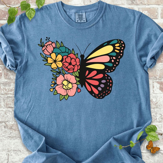 Vintage Floral Insect Butterfly T-Shirt