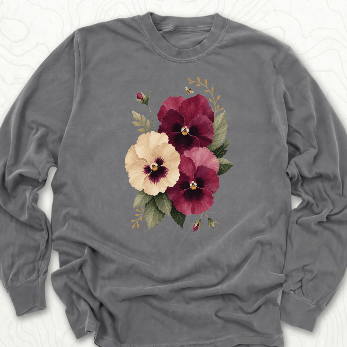Watercolor Pansies LS T-shirt