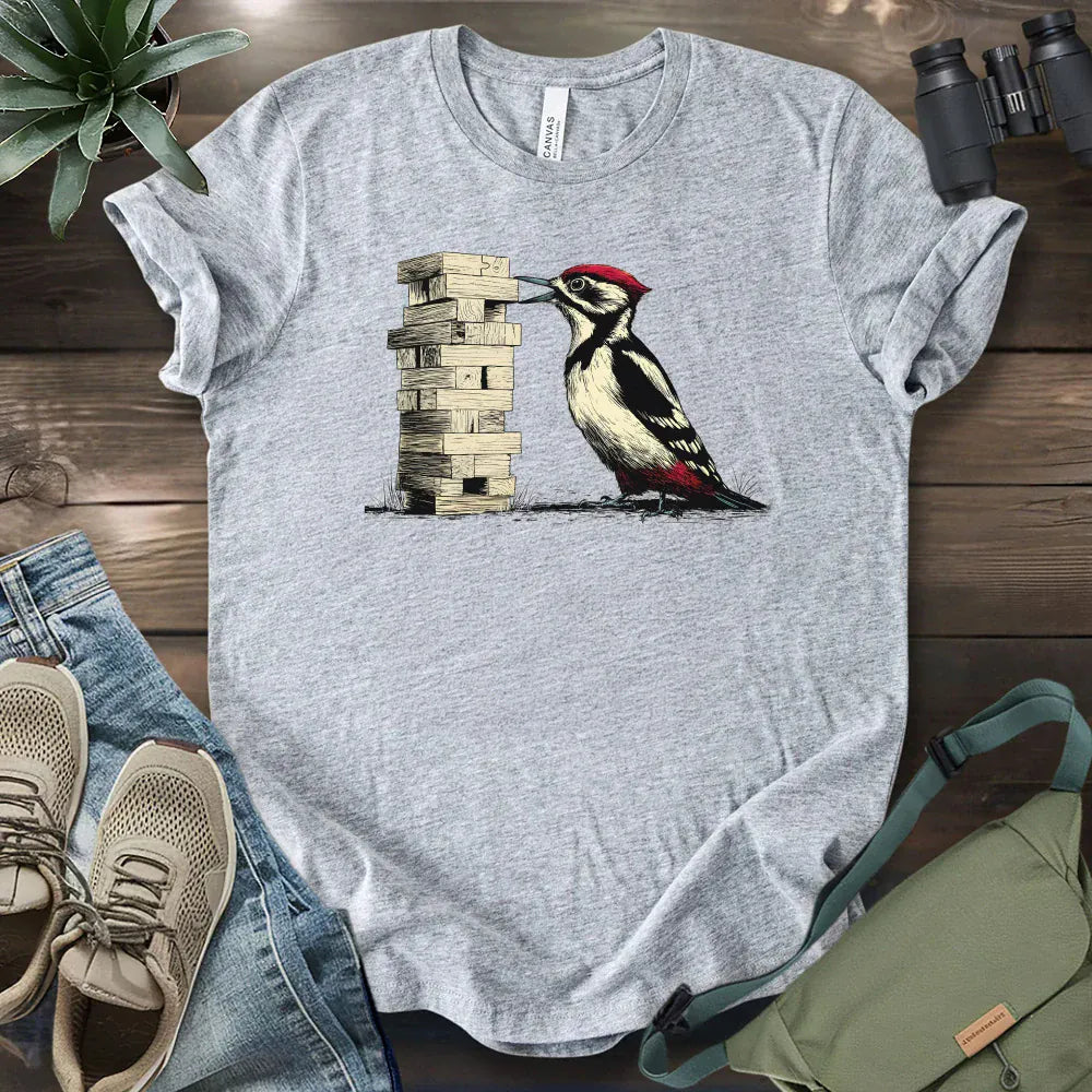Woodpecker Playing Jenga T-shirt