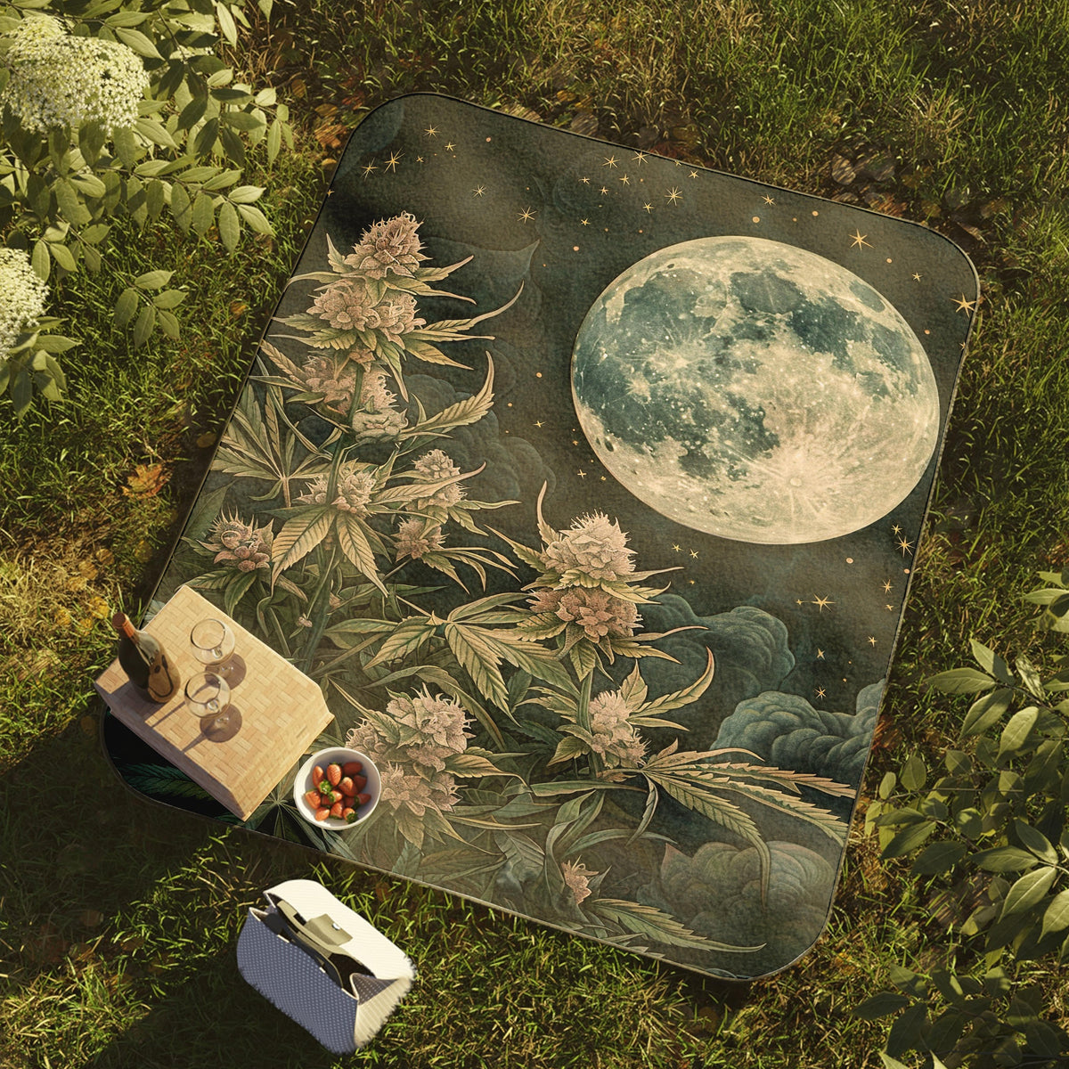 Cannabis Moon Woven Blanket