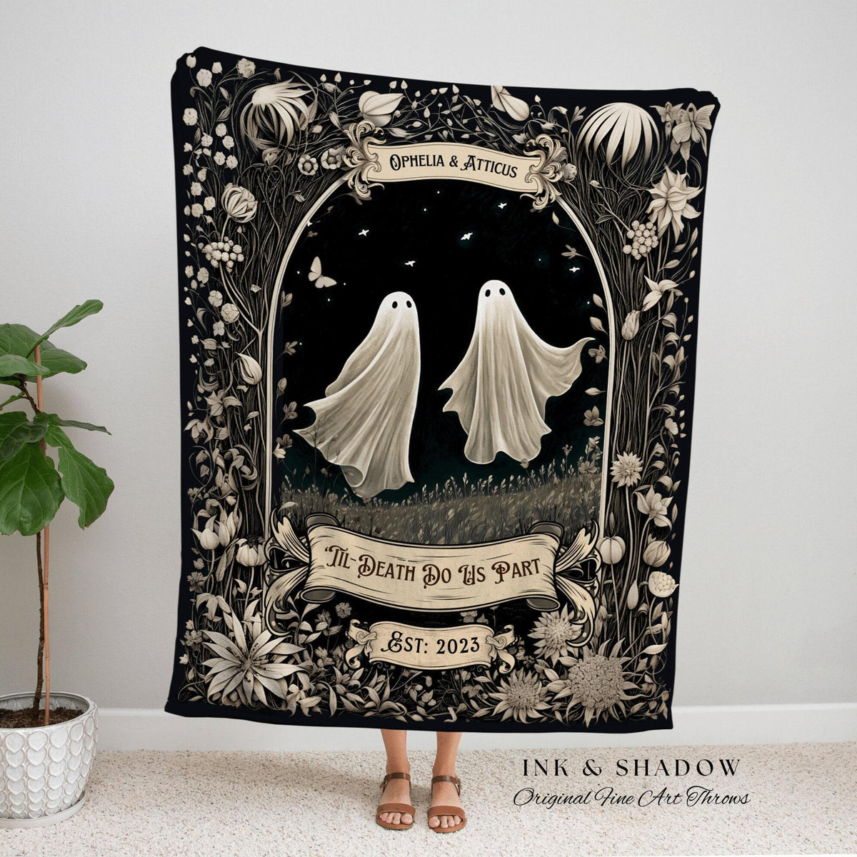 Personalized Ghost Couple Woven Blanket