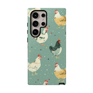 Green Polka Dot Chickens Phone Case