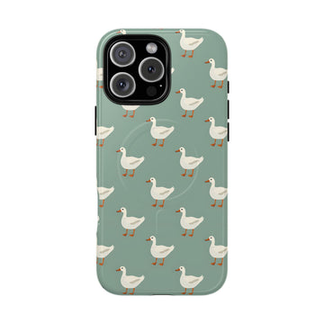 White Ducks on Teal MagSafe Case