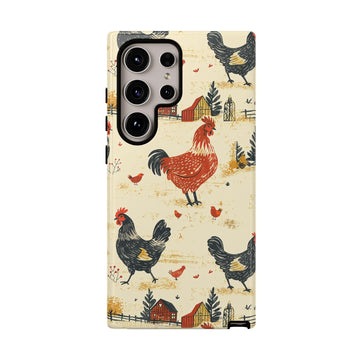 Red Black Chickens Phone Case