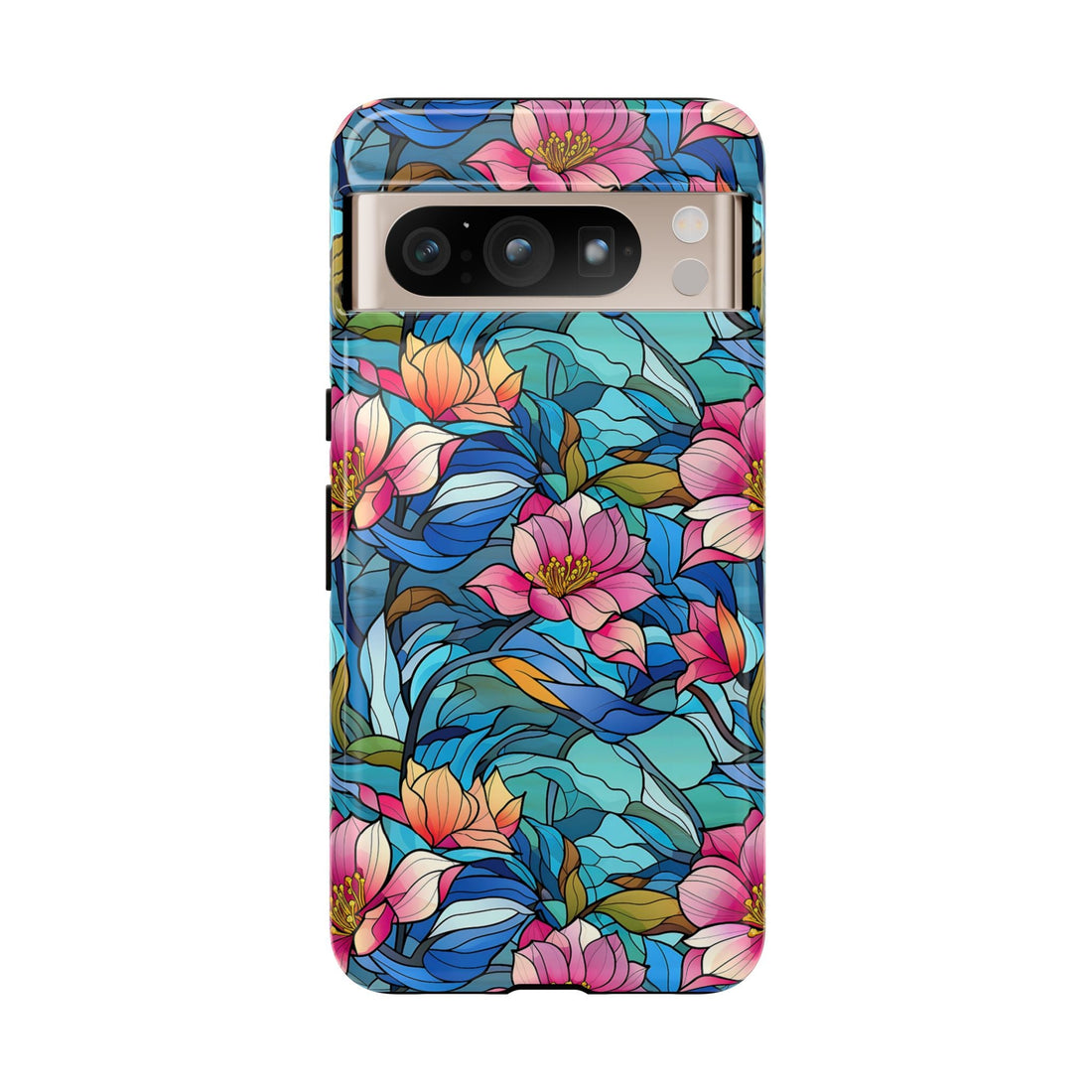 Stained Glass Pink Flowers Phone Case
