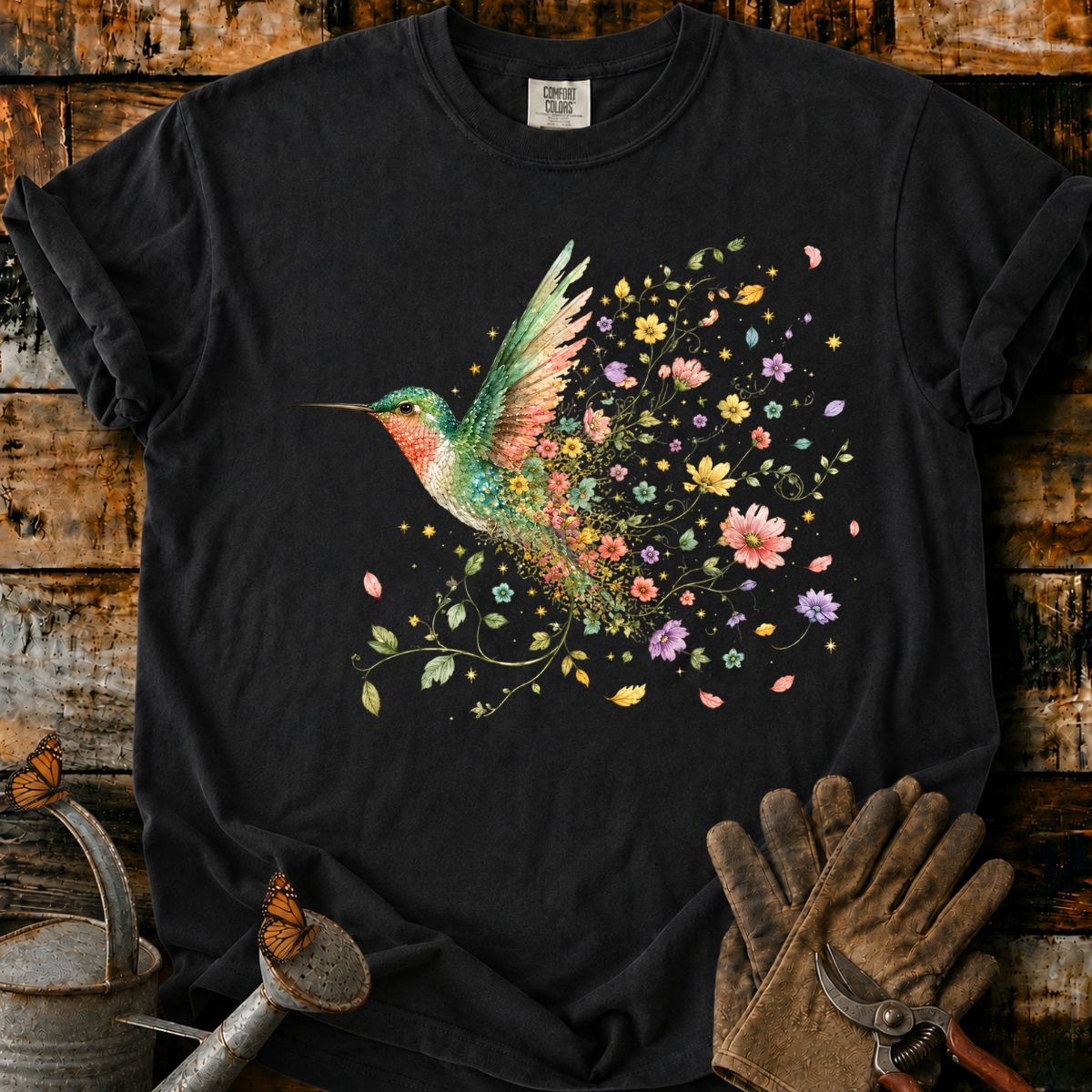 Hummingbird Floral Explosion T-Shirt
