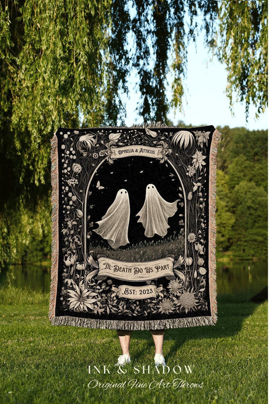 Personalized Ghost Couple Woven Blanket