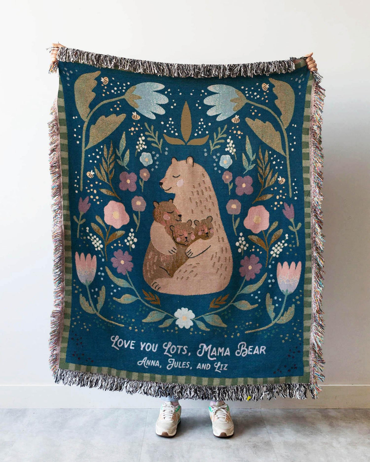 Mama Bear Personalized Woven Blanket
