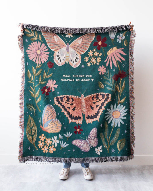 Mom Butterfly Garden Woven Blanket
