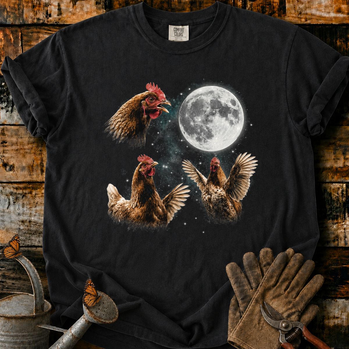 Moonlit Cosmic Chickens T-Shirt