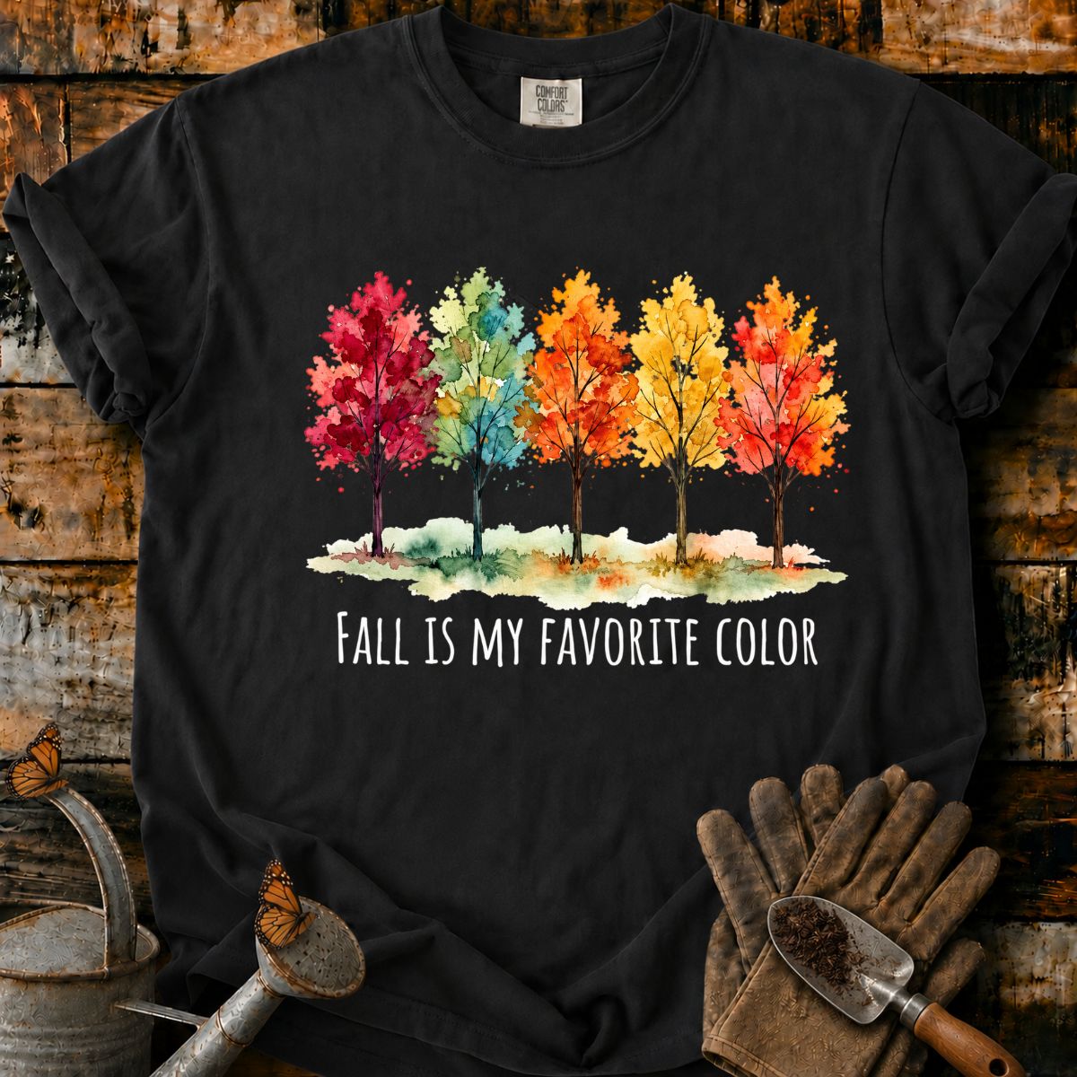 Watercolor Autumn Trees with Fall  T-Shirt