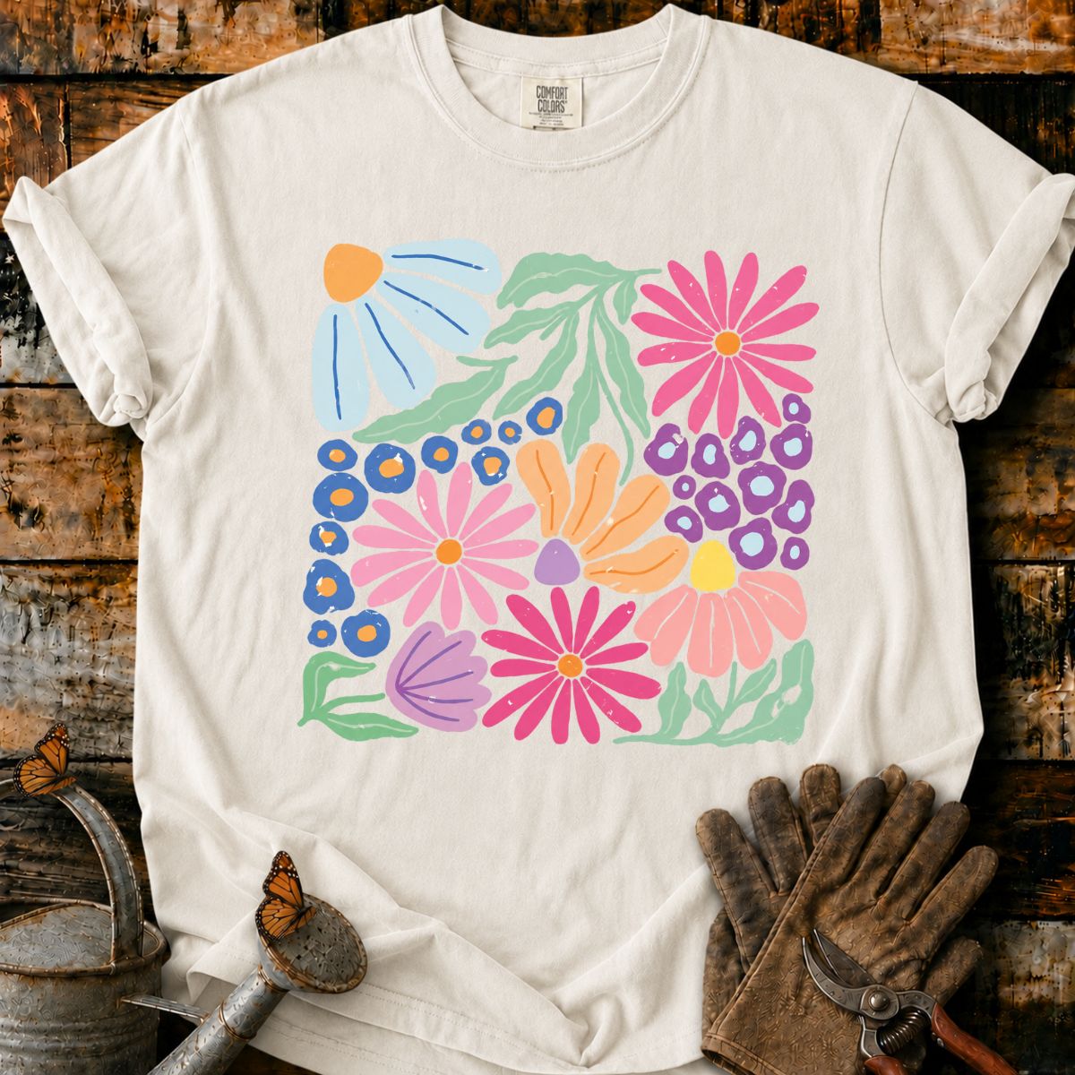 Retro Floral Collage T-Shirt