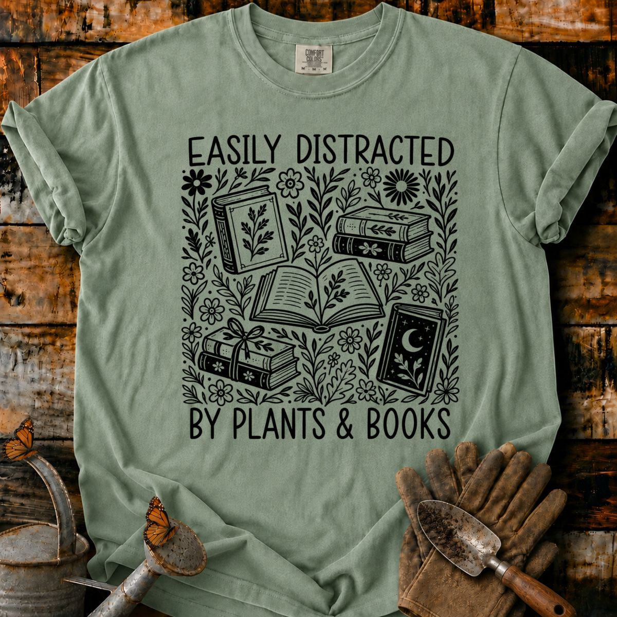 Easily Distracted by Plants & Books T-Shirt