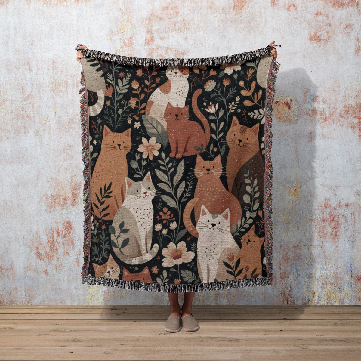 Cat Garden Woven Blanket