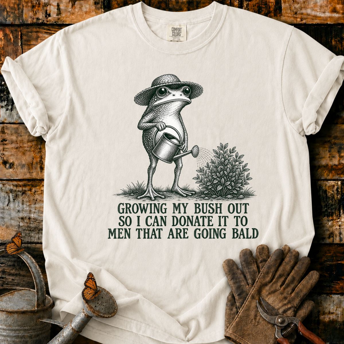 Frog Gardener’s Baldness Joke T-Shirt