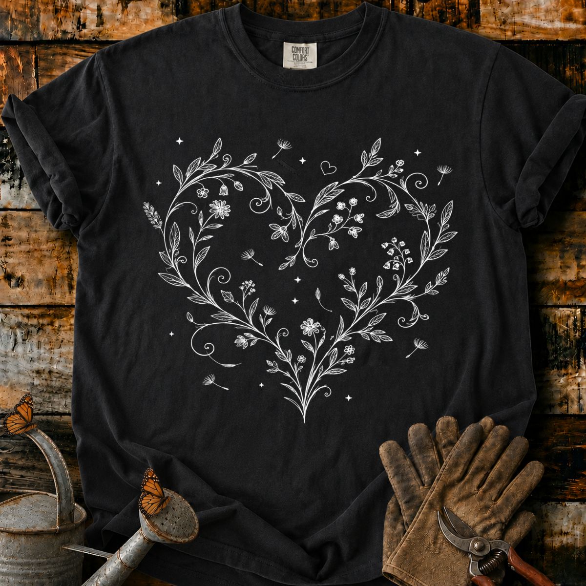 White Botanical Heart T-Shirt