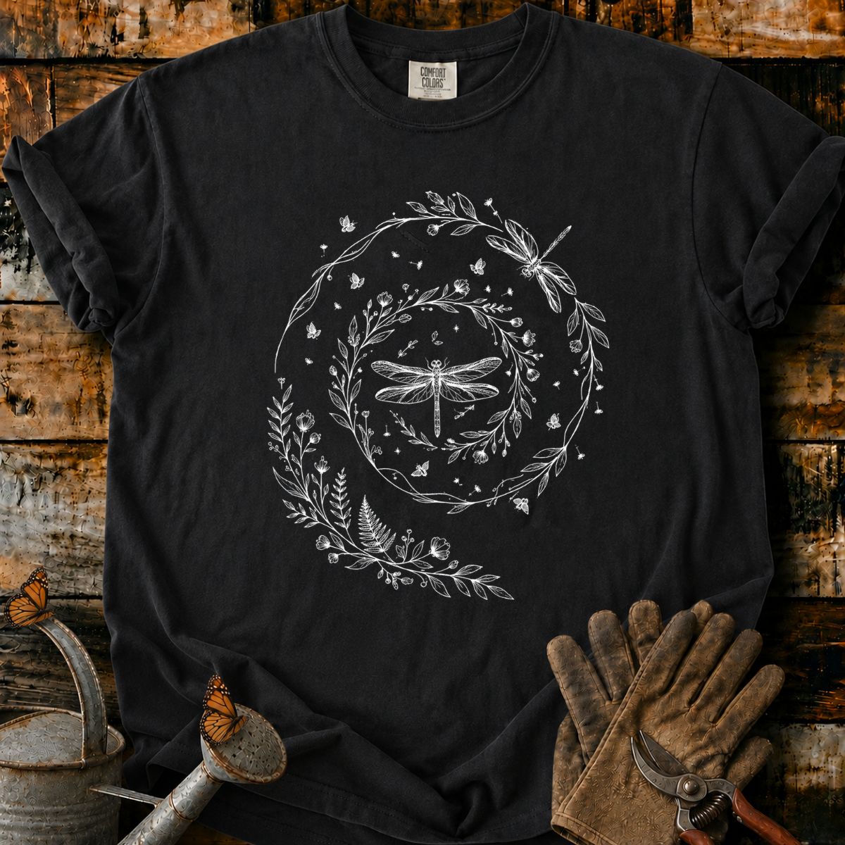Dragonfly Botanical Wreath T-Shirt