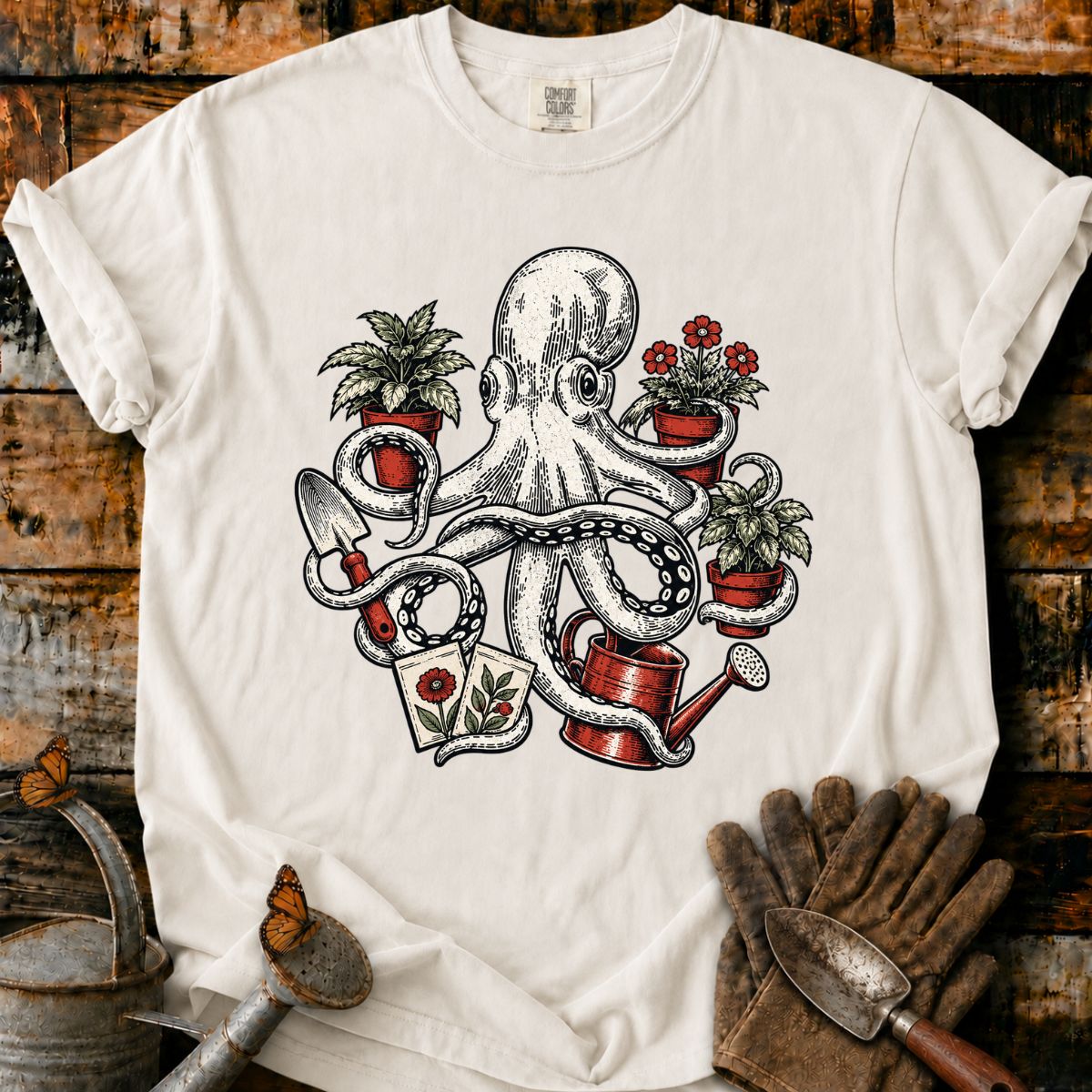 Vintage Gardening Octopus T-Shirt