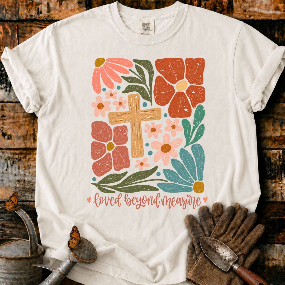 Floral Cross with Handwritten Blessing T-Shirt