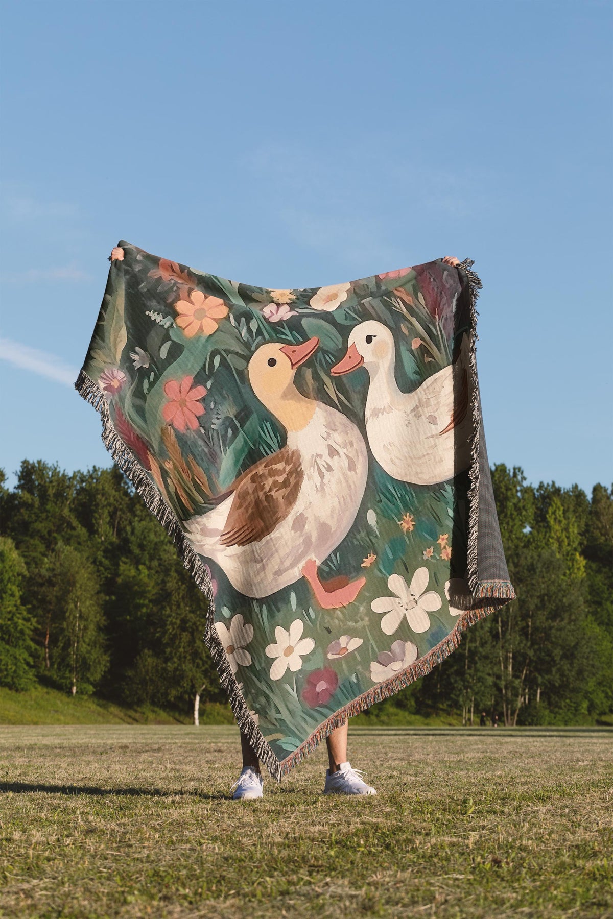 Duck Garden Woven Blanket