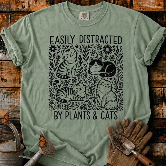 Easily Distracted by Plants & Cats T-Shirt
