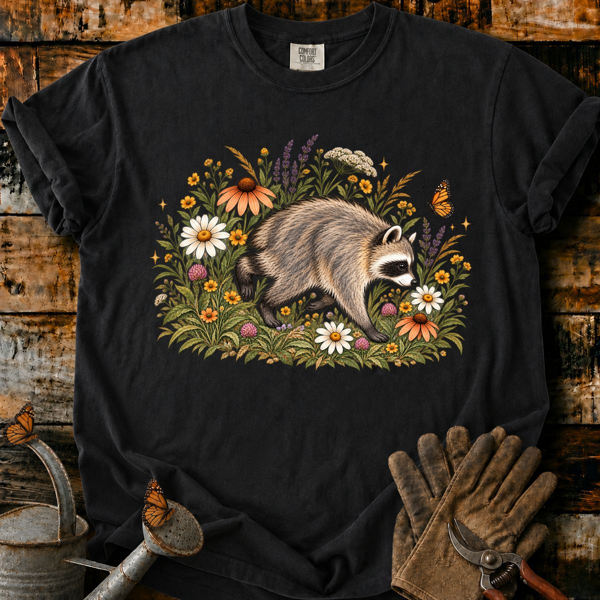 Wildflower Meadow Raccoon T-Shirt