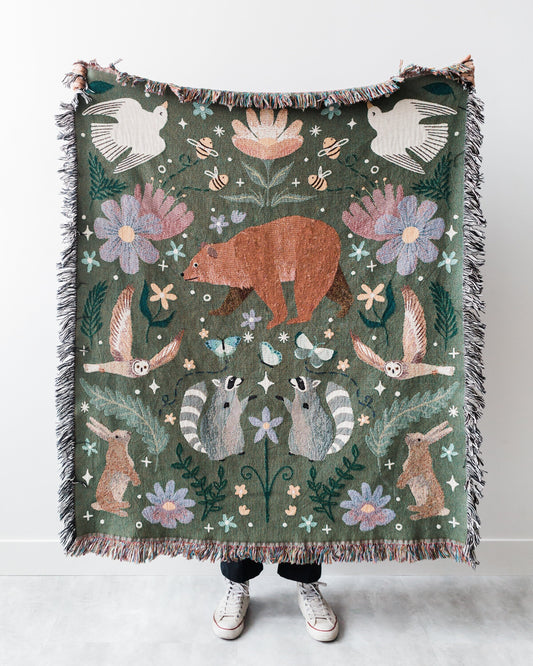 Woodland Animal Woven Blanket
