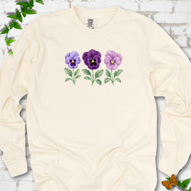 Vintage Pansies Long Sleeve T-Shirt