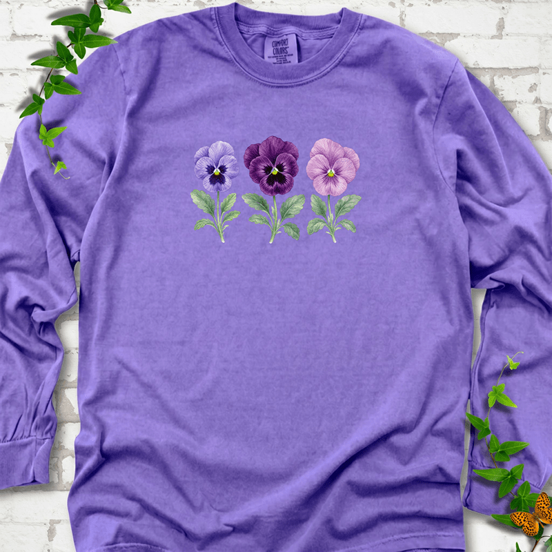 Vintage Pansies Long Sleeve T-Shirt