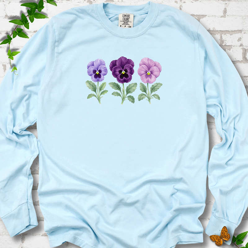 Vintage Pansies Long Sleeve T-Shirt