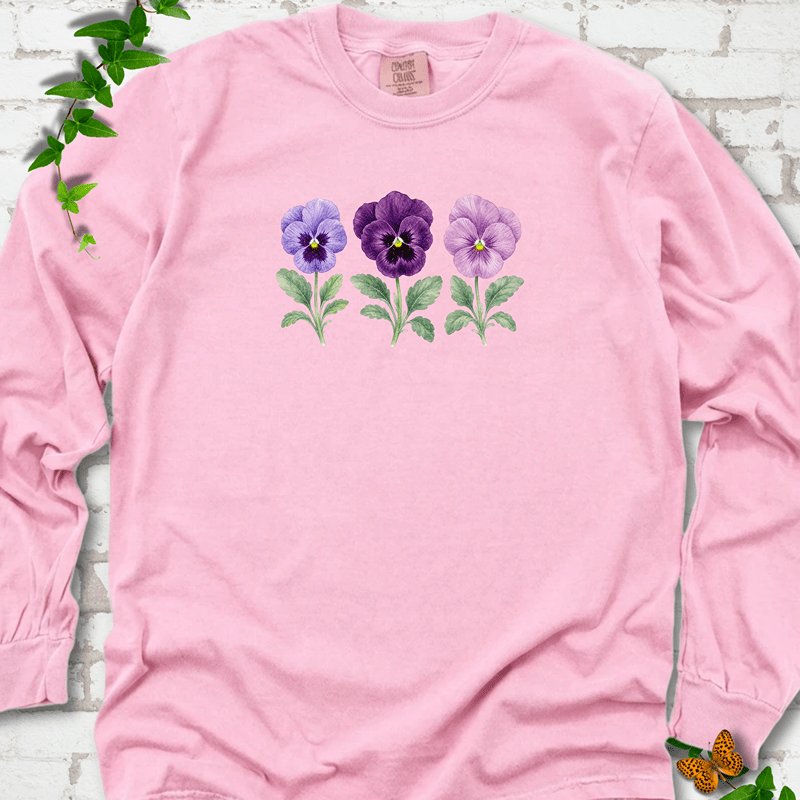 Vintage Pansies Long Sleeve T-Shirt