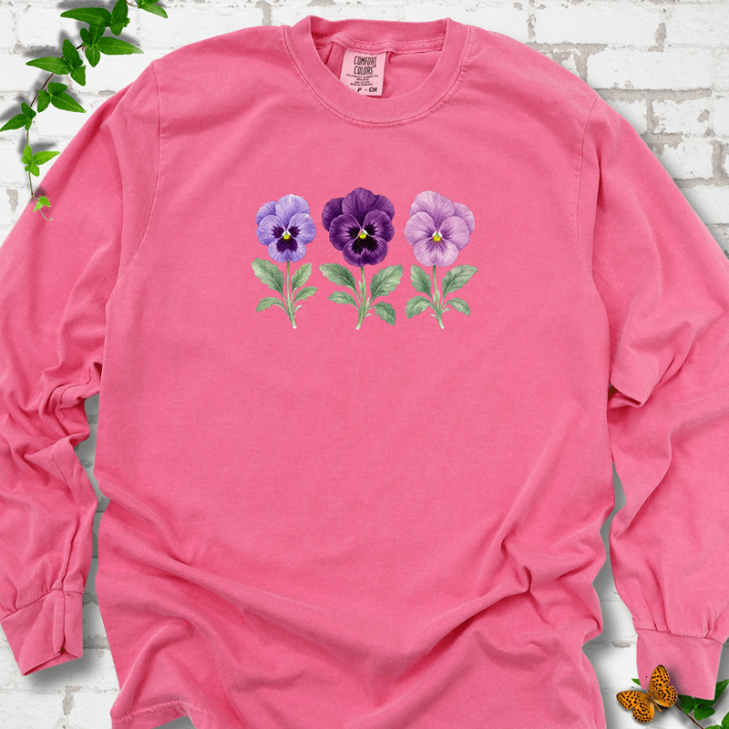 Vintage Pansies Long Sleeve T-Shirt