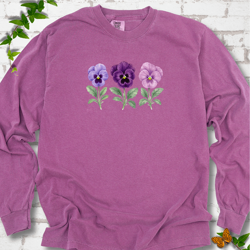 Vintage Pansies Long Sleeve T-Shirt
