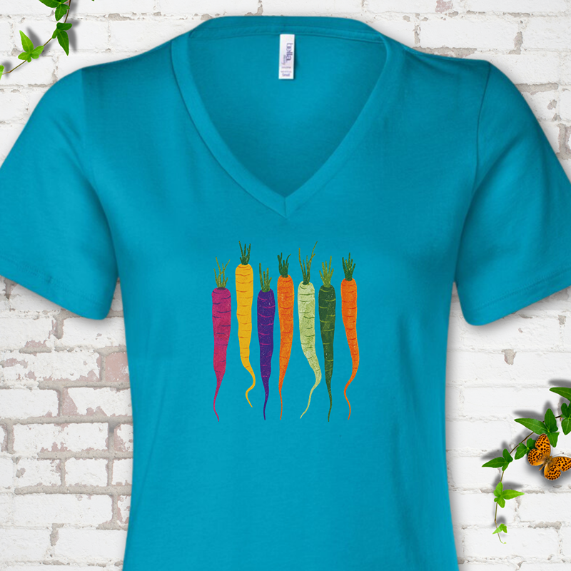 Rainbow Carrots V-Neck Tee