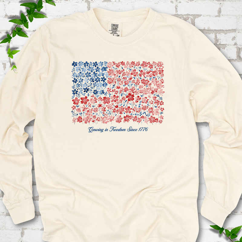 American Flag Wildflower LS T-Shirt