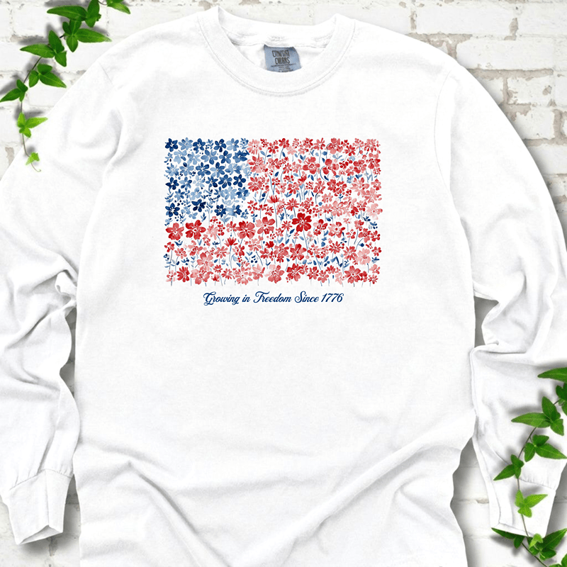 American Flag Wildflower LS T-Shirt