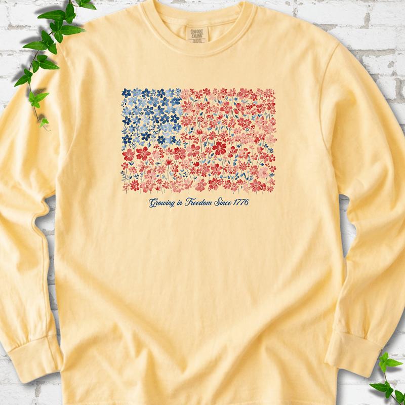 American Flag Wildflower LS T-Shirt